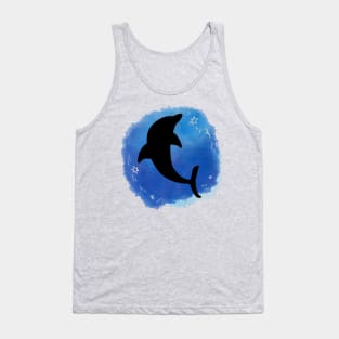 watercolor with dolphin silhouette Tank Top